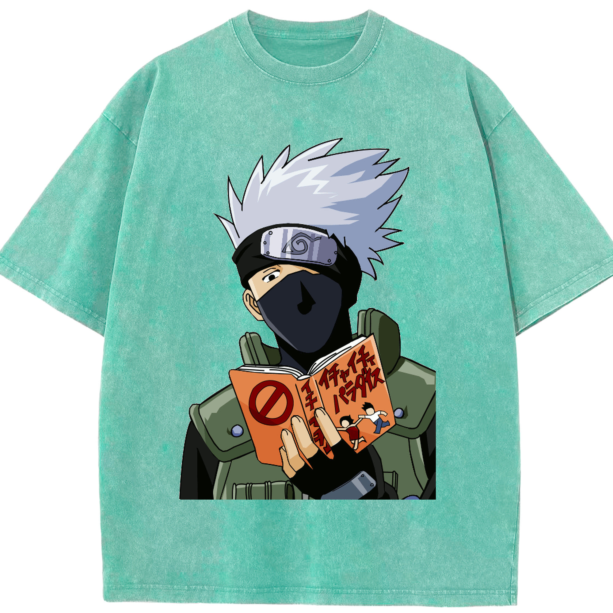 （画像用） NARUTO -ナルト- はたけ カカシ Hatake Kakashi 綿100% ヴィンテージ風 半袖Tシャツ（フロントプリント）